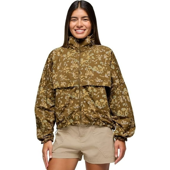 Prana RETRO OLIVE DIGIBLOLEOM Women's Encinitas Windbreaker, US Medium