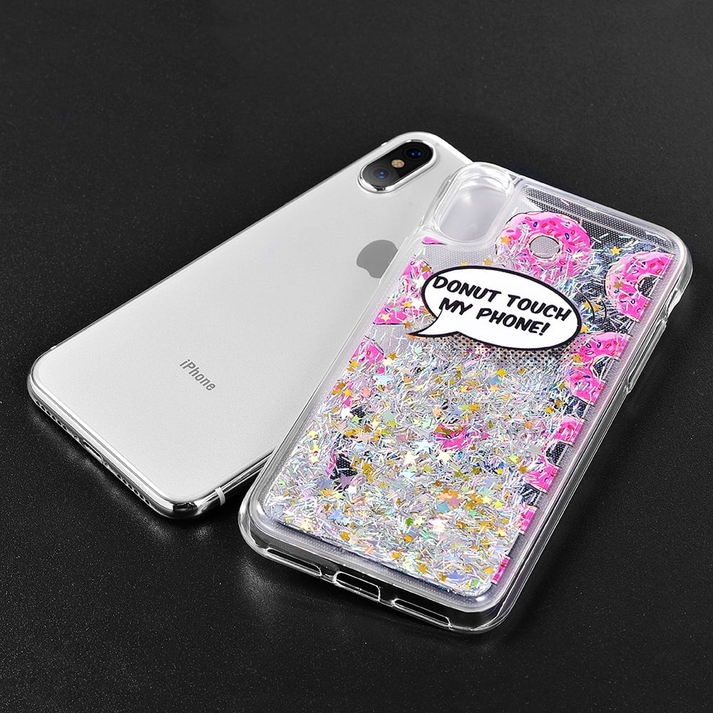 Shimmering Waterfall Protective Skin Case for Apple iPhone X with Tempered Glass Screen Protector (Exact Fit)