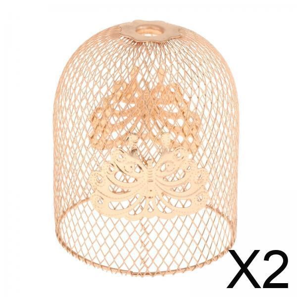 Pantalla de lámpara tejida,Protectores de lámpara de jaula de alambre Pantalla de luz colgante de malla,Pantalla de lámpara de metal Cesta Cubierta de sombra de lámpara de araña,Pantallas
