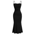 thumbnail image 3 of SRZYMJ Women's Sleeveless Slip Bodycon Corset Maxi Dress Spaghetti Strap Ruched Elegant Evening Party Long Dresses, 3 of 3