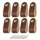 thumbnail image 1 of Uxcell 8 Packs Tiradores de Cajón de Cuero con Tornillos para Cajones, Marrón/Dorado, 1 of 5