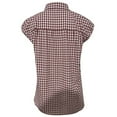 thumbnail image 4 of Wdgfv Womens Button Down Shirts Short Cap Sleeve Summer Cotton V Neck Collared Stripes Blouses Casual Plaid Tops, 4 of 5