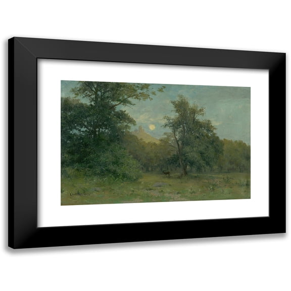 ĽudovÃt ÄŒordák 14x11 Black Modern Framed Museum Art Print Titled - Moonlit Landscape with Slanec Castle (1896)