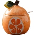 thumbnail image 1 of YISITIAN Fruit Shaped Ceramic Sugar Bowl with Lid and Spoon, Decorative Salt and Pepper Storage Jar for Kitchen Countertop, Creative Condiment Pot Set for Dining Table, Seasoning Container(Orange), 1 of 7