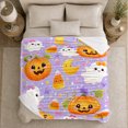 thumbnail image 4 of Whimsical Kawaii Halloween Jack-O-Lantern Pumpkins, Festive Halloween Scene, Warm Flannel Blanket for Living Room and Family Room, Art Lovers Halloween Gift, Festive Home Decor, 4 of 7