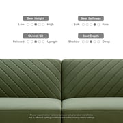 Mopio Convertible Futon Sofa Bed Chloe Premium Velvet Adjustable Folding Backrest, Olive Green