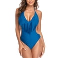 thumbnail image 1 of Lucakuins Bikini de verano de una pieza para mujer, sin mangas, cuello en V, cuello colgante, borlas, natación, verano, playa, traje de baño Lucakuins moda, 1 of 7