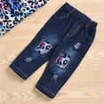 thumbnail image 5 of Toddler Baby Girl Outfits Long Sleeve Leopard T-Shirt Tops Ruffle Ripped Denim Pants Fall Clothes, 5 of 6