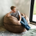 thumbnail image 6 of Big Joe Fuf 4Ft Foam Bean Bag Chair with Removable Cover for Kids, Teens, Coffee Soft Vegan Leather, 4 foot Large Reading and Gaming Seat, 6 of 7