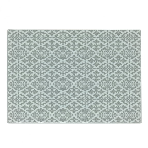 Grey Cutting Board, Antique Victorian Floral Retro Patterns in Modern Graphic Print Old Fashioned Art, Decorative Tempered Glass Cutting and Serving Board, Small Size, Grey White, by Ambesonne