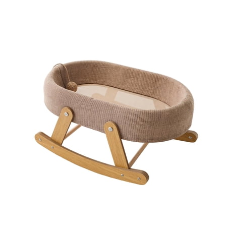 Bvdfgk Cat Bed with Wooden Rocker Base Oval Rocking Cat Bed Breathable Pet Rocking Mesh Bassinet a
