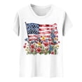 thumbnail image 3 of Pounoo T-Shirts pour Femmes Motif Étoiles et Rayures Manches Courtes Coupe Décontractée Chandails Légers et Confortables Hauts Style de Rue Décontracté Tenue de Fin de Semaine Cadeau, 3 of 6