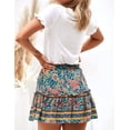 thumbnail image 5 of Women's Floral Flared Short Skirt Polka Dot Pleated Mini Skater Skirt with Drawstring, 5 of 6