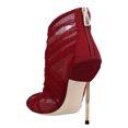 thumbnail image 4 of FSJ Women Graceful Peep Toe Mesh Ankle Boots Stiletto Heel Back Zipper Summer Bootie Fashion Night Club Party Pumps Shoes Size 10.5 Red, 4 of 4