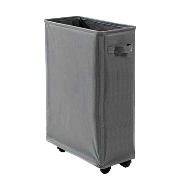 Cesta de lavandería Nikou con 4 ruedas y asas Tela Oxford gris oscuro