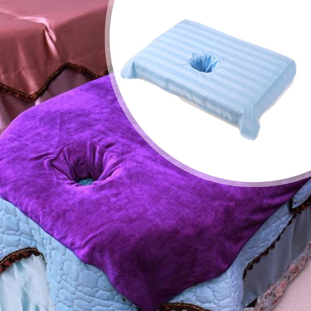 Toalla de algodón con orificio para la cara y orificio para respirar en la mesa de s para mesa de spa Azul claro