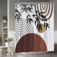 thumbnail image 3 of White Boho Style Bathroom Curtains Shower Set Bamboo Leaves Abstract Bohemian Moon Striped Bathroom Shower Decor Accessory Set Decorative Waterproof Bathroom Curtains 72x84 Inch with Hooks, 3 of 6