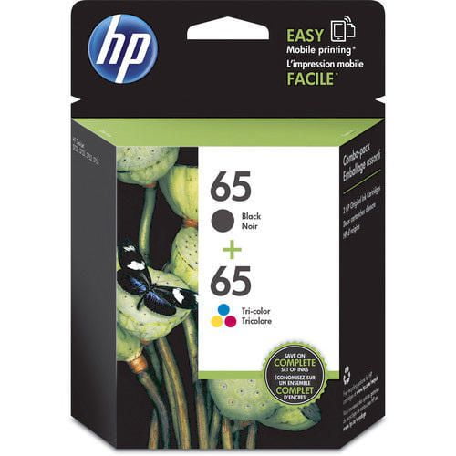 HP 65 Black & Tri-colour Original Ink Cartridges, 2 Pack (T0A36AN)