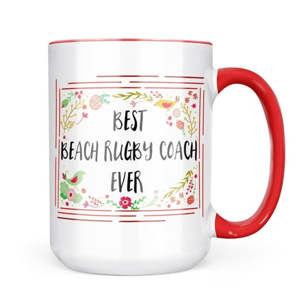

Neonblond Happy Floral Border Beach Rugby Coach Mug gift for Coffee Tea lovers
