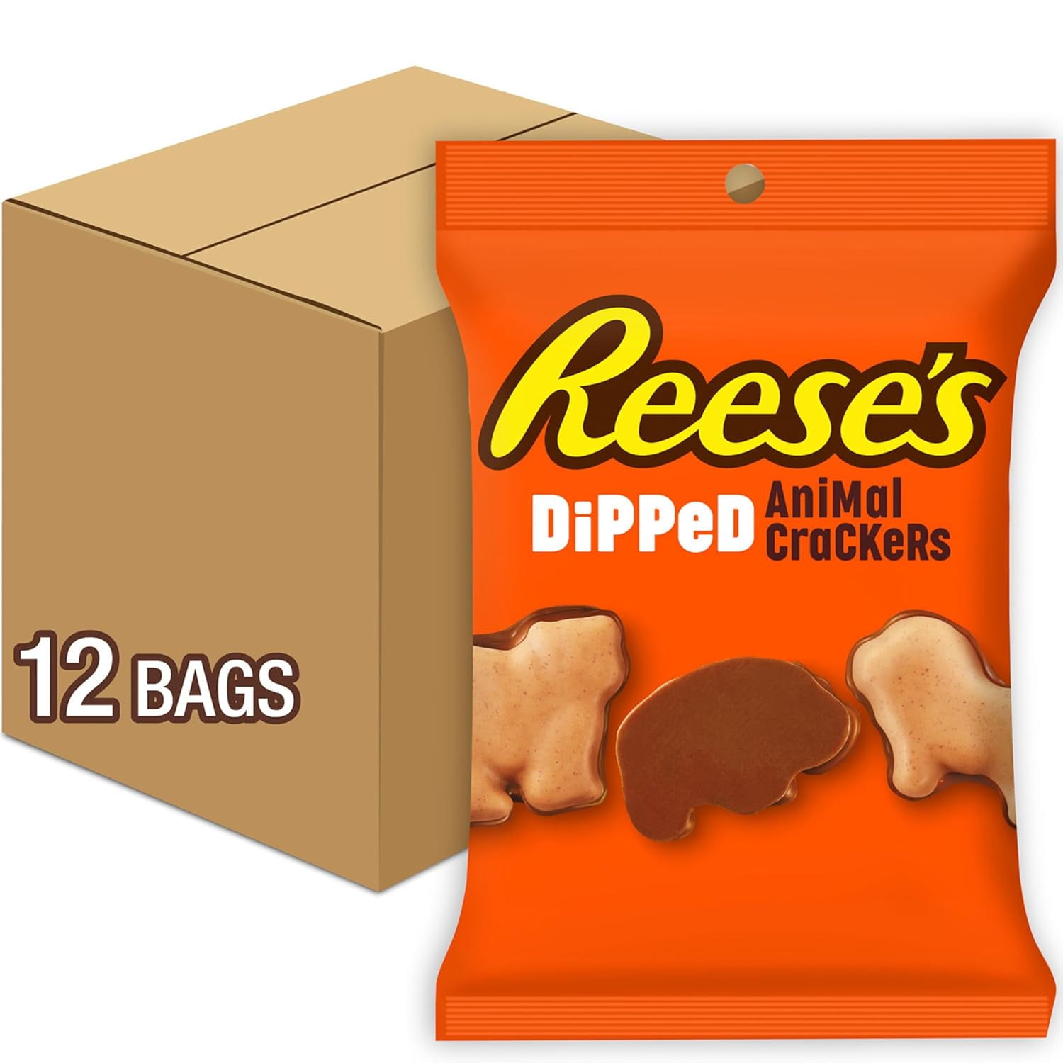 Reese’s Dipped Animal Crackers Bite Size Snack, 12 Pack, 4.25 oz Bags