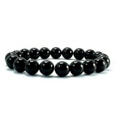 Fashion Jewelry Men Women Round Black Onyx Gemstone Bracelet- Good for Healing and Energy -8"