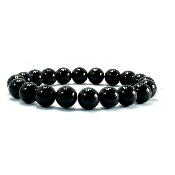 Fashion Jewelry Men Women Round Black Onyx Gemstone Bracelet- Good for Healing and Energy -8"