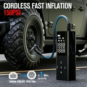 GOOLOO AP150 Cordless Tire Inflator Portable Air Compressor, 150 PSI Air Pump for Car Tires, 6000mAh Battery Powered, Auto Shutoff with Digital Pressure Gauge & LED Light