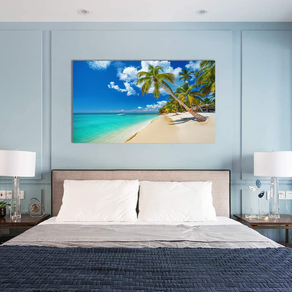 Beach Wall Art Tropical Beach Chairs Vacation Theme Framed Painting Canvas  Art For Bedroom Livingroom Decoration Ready to Hang