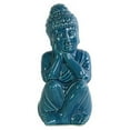 thumbnail image 2 of UTC34456 Ceramic Sitting Buddha Figurine with Rounded Ushnisha and Head on Hands Gloss Finish Green, 2 of 6