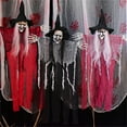 thumbnail image 3 of Halloween Hanging Witch Outdoor 37.7鈥? Skeleton Witch Halloween Decorations Outside, Scary Flying Ghost for Haunted House Yard Porch Party Supplies Decor, 3 of 4