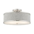 thumbnail image 6 of Livex Lighting Park Ridge 3-Light Metal & Fabric Semi Flush in Brushed Nickel, 6 of 14