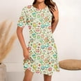 thumbnail image 2 of asdoklhq Holiday Party Dresses for Women Fashion Round-Neck Short Sleeved Printed Pullover Dress Multicolor 3X, 2 of 5