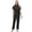 Black women's 2 piece lounge set a1, variant on Usloyux Women's 2 Piece Outfits Short Sleeve Collared Shirt and Pants Matching Lounge Set Solid Casual Tracksuit with Elastic Waist, Coffee M