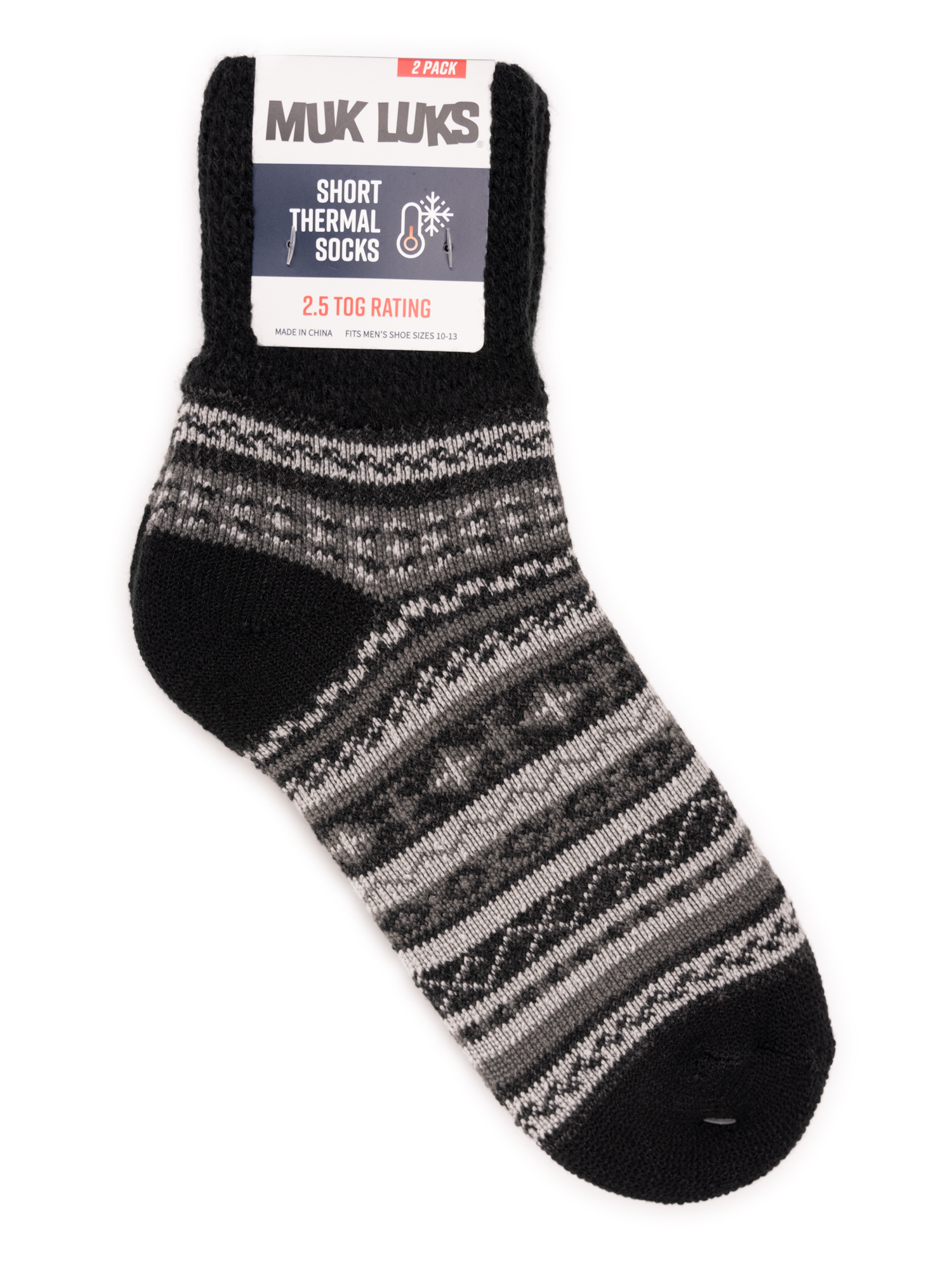 MUK LUKS Men's Short Heat Retaining Thermal Socks, 2 Pairs, One Size