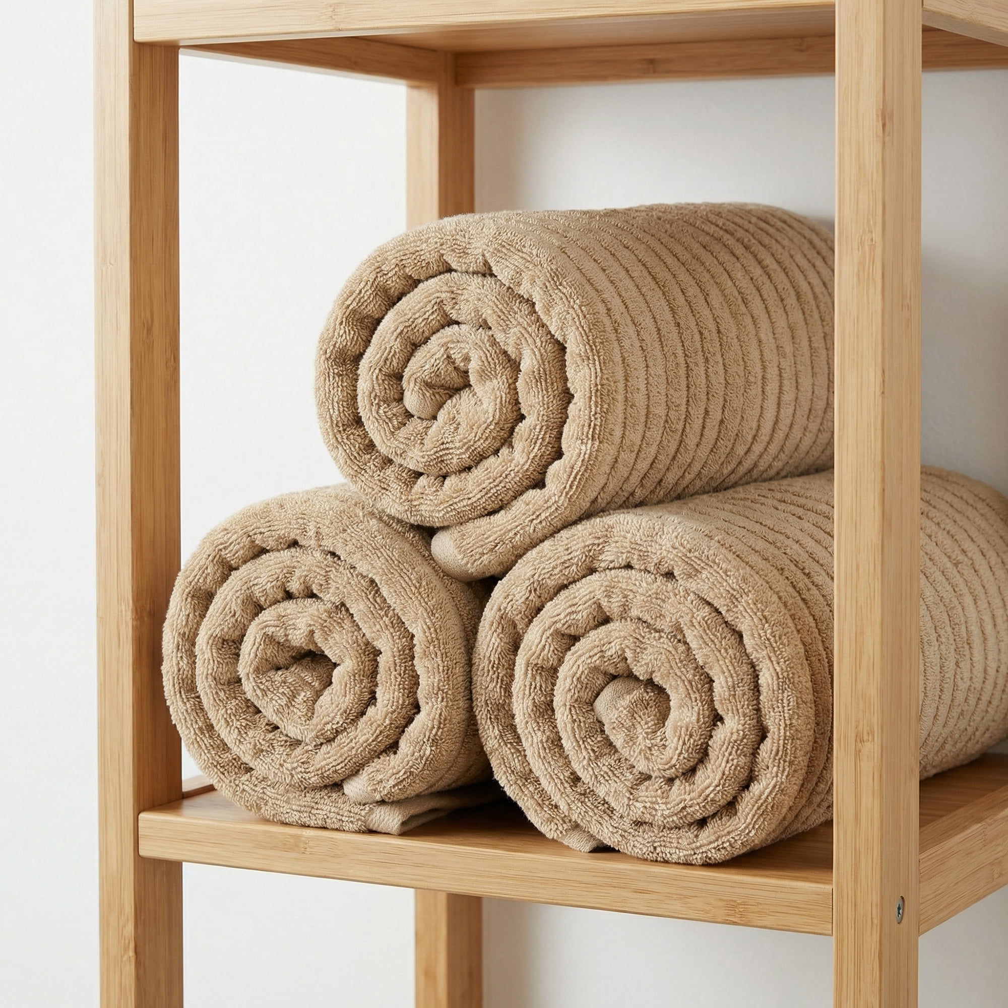 Unique Bargains Ultra Soft Absorbent Striped Cotton Bath Towel Light Brown 55" x 28"