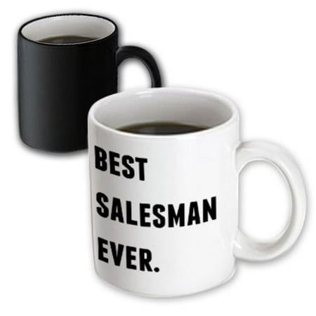 3dRose Best Salesman Ever, Black Letters On A White Background, Magic Transforming Mug,
