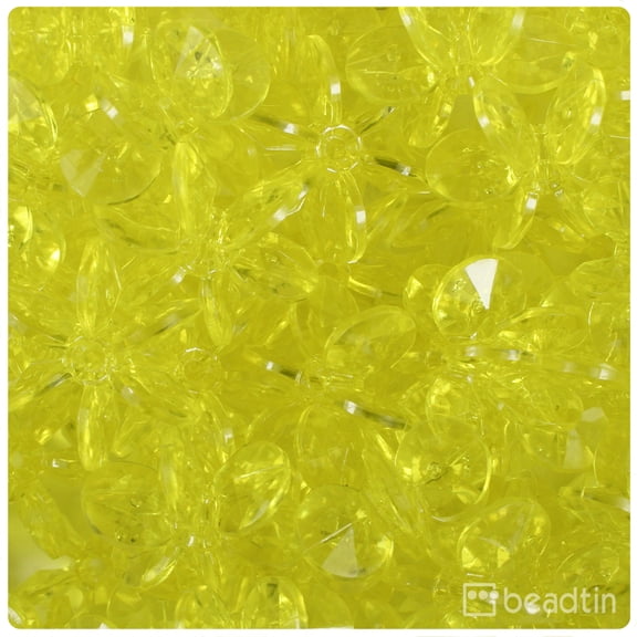BeadTin Yellow Transparent 25mm SunBurst Craft Beads (80pcs)