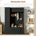thumbnail image 5 of Euroco 79'' Tall Modern Hall Tree with Shoe Storage, 4-in-1 Entryway Bench with 6 Cabinets, 4 Coat Hooks & Adjustable Shelf for Hallway, living room, Black, 5 of 9