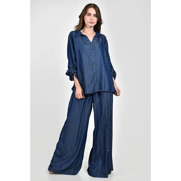 Conjunto con detalle de botones Roman Fashion /Juvenil, 782 (Azul dark) azul oscuro M
