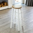 thumbnail image 7 of AndMakers HT-SP-2124-AW 29 in. Homestead Solid Wood Backless Mavka Bar Stool with Round&#44; Acacia Seat & White Legs, 7 of 7