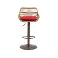 thumbnail image 4 of Swivel Bar Stools Set of 2, Rattan Counter Height Bar Stools with Linen Cushion and Metal Base, Height Adjustable Bar Chairs Dining Chairs with Footrest for Kitchen Island Dining Room Pub, Red, 4 of 7