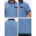 thumbnail image 7 of DARING DIVA Men's Short Sleeve Western Retro Stretch Color-Block Polo Shirts S Blue, 7 of 7