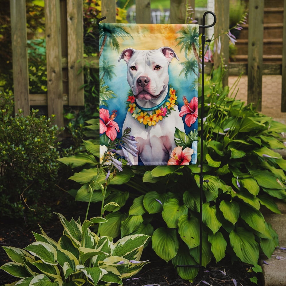 Pit Bull Terrier Luau Garden Flag 11.25 in x 15.5 in