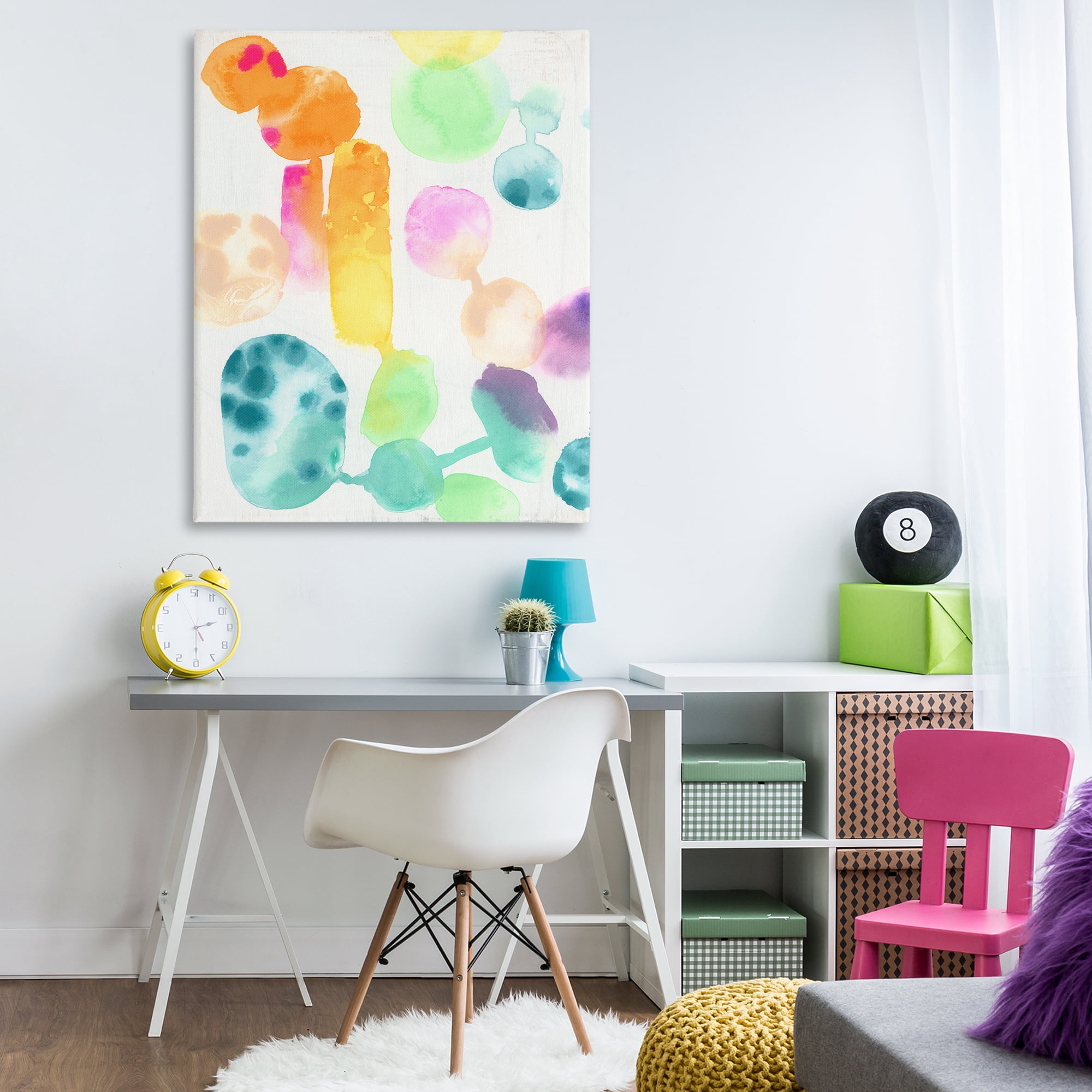 Stupell Industries Rainbow Watercolor Pattern Abstract Painting Gallery Wrapped Canvas Art Print Wall Art, 36 x 48
