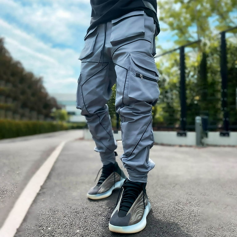 WNEGSTG Men's Pants with Reflective Stripes Work Functional Wind