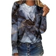 thumbnail image 1 of IROINID Économies Hauts à Manches Longues pour Femmes Détente Col Rond Haut Imprimé T-Shirt Blouse, Gris, 1 of 3