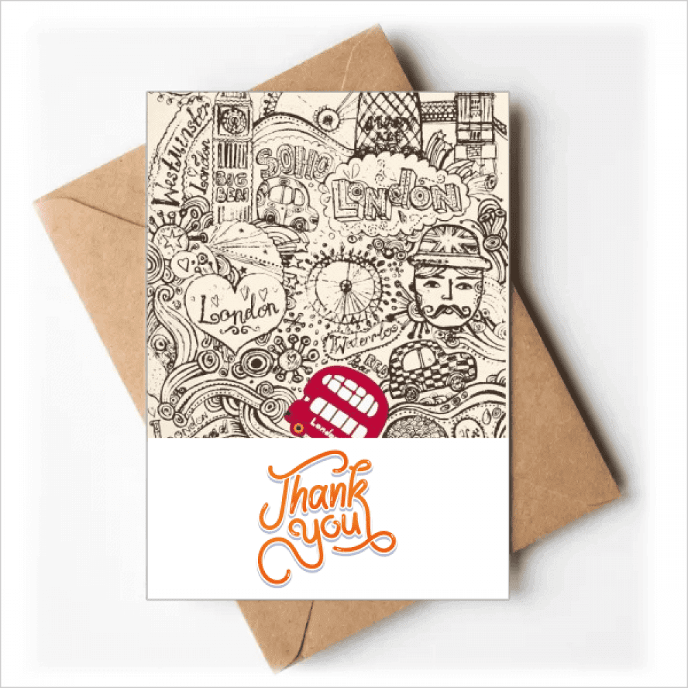 British Bus London Eyes Big Ben UK Thank You Cards Envelopes Blank Note