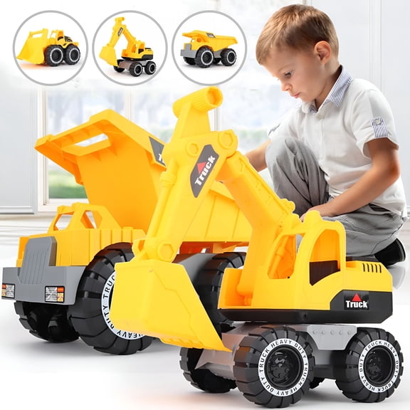 LAMIRO Vehicles Truck Toys,Dump Truck,Bulldozer,Excavator,Kid Learning Building Gift for 3 4 5 6 Year Olds Boy Toddler Children,1PC