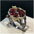 thumbnail image 3 of Garnet Ring, Tree Vine Black Gold Statement Ring Ruby Engagement Rings for Wife Girlfriend, Pomegranate Shaped Birthstone Ring Silver Ring Jewelry Gift for Women, Handmade Anniversary Ring, 3 of 5