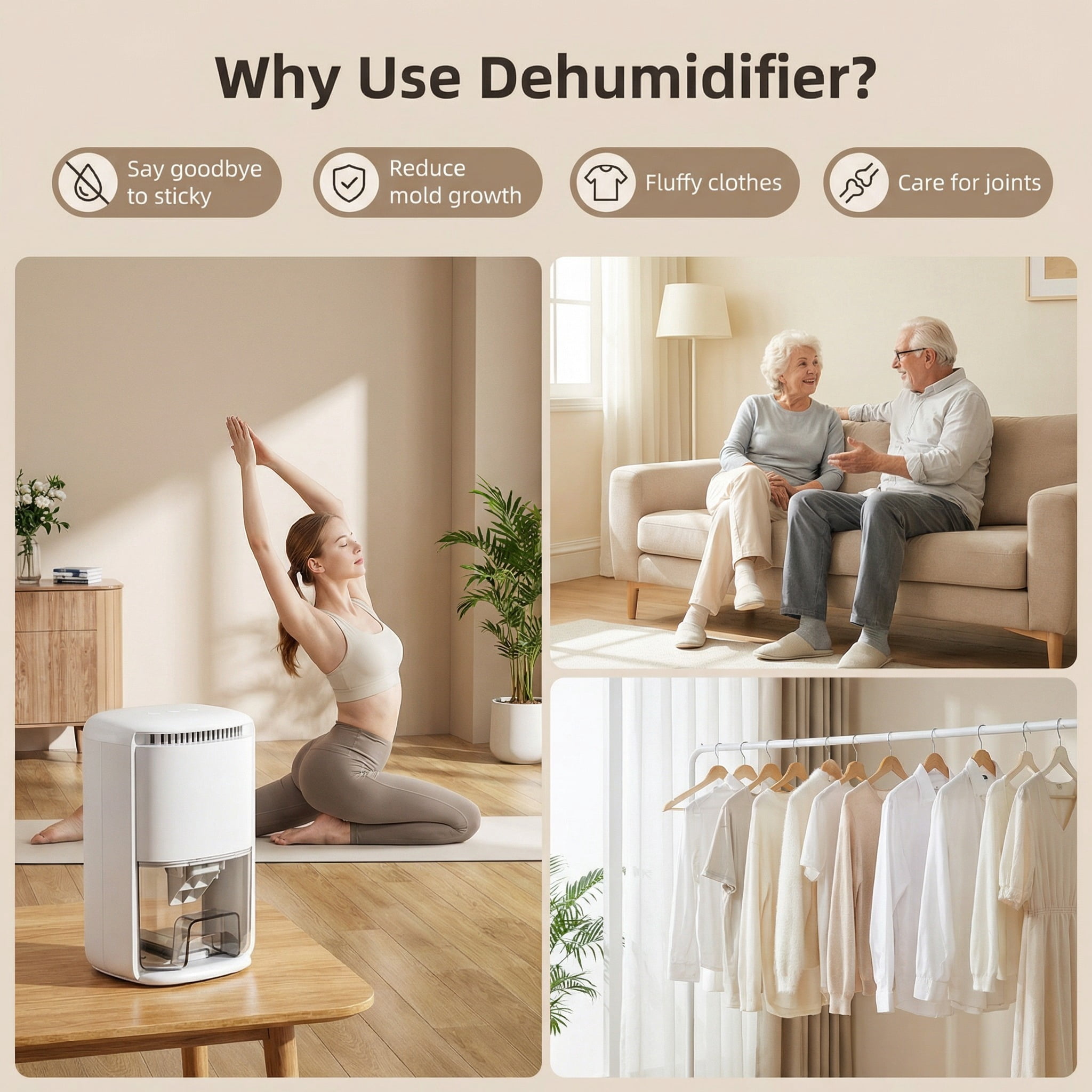 Zengdainm Dehumidifier, 40 OZ Small Dehumidifiers, Quiet with Auto Shut Off, Dehumidifiers for Bedroom (280 sq. ft), Bathroom, RV, Closet, White